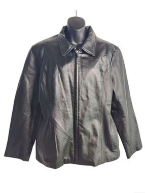 Colebrook Women's Black 100% Genuine Leather Zip Up Jacket Size XL